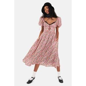 For Love and Lemon's Isadora Midi Dress in Pink/Rose: XS